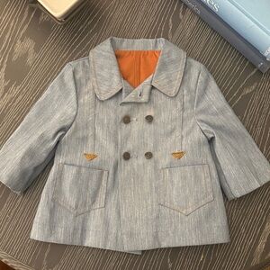 Cute Togs Waxed Denim Lined Collar Double Breasted Peacoat 2 or 3T